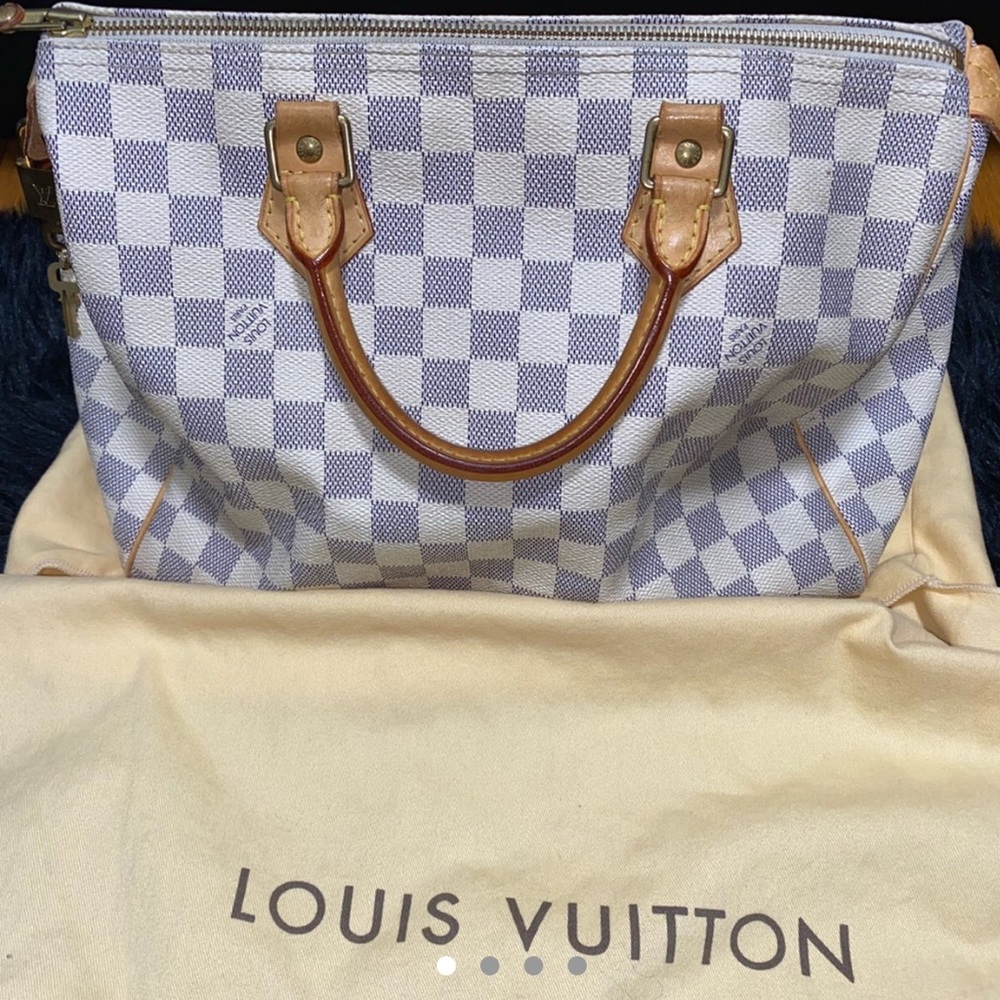Real Louis Vuitton Damier Speedy Handbag Azur 30